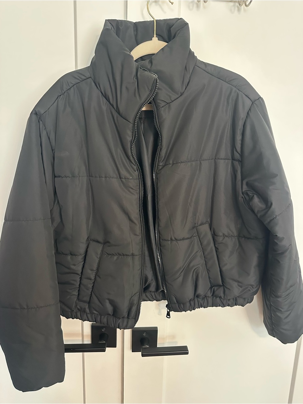 New Look Black Cropped Puffer Jacket